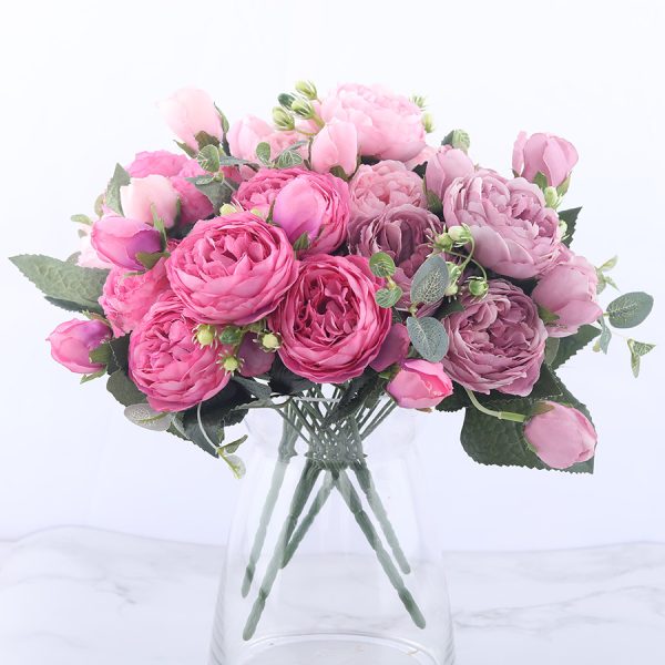 Pink Peony and Rose Home Decor Artificial Flowers Bouquet