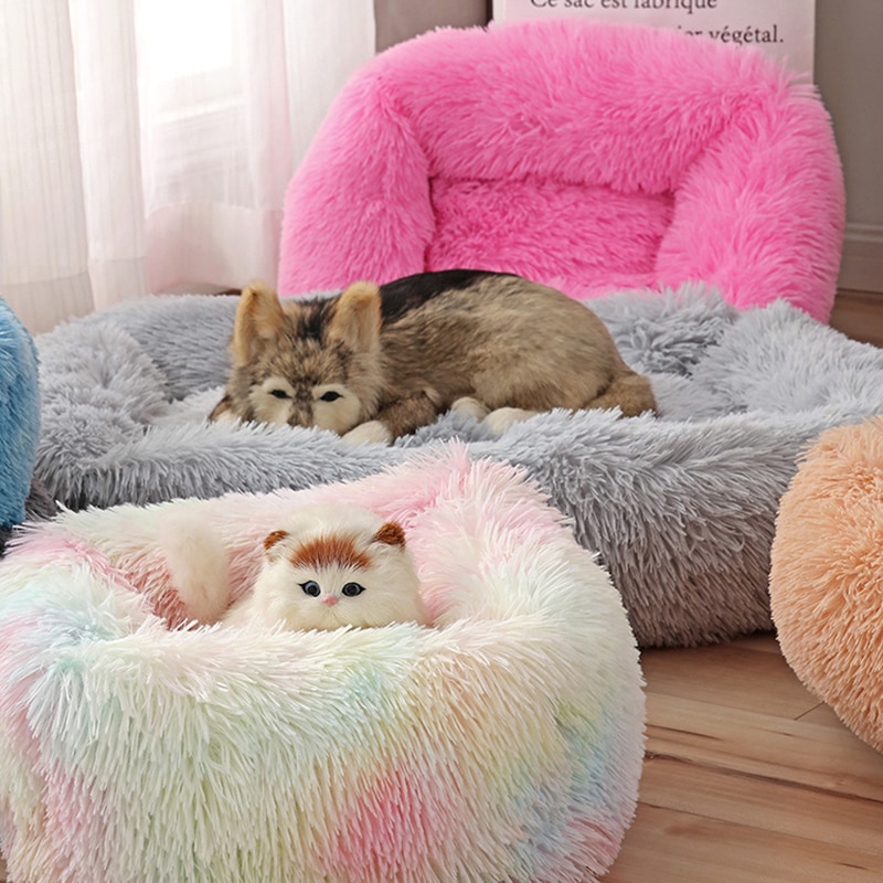 Dogs Long Plush Solid Bed