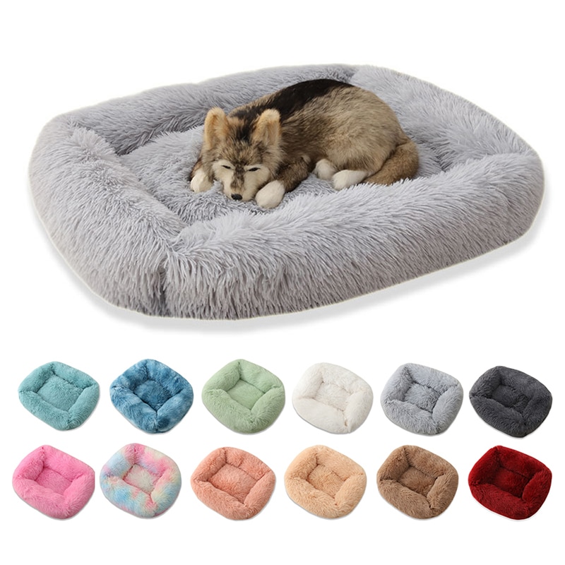 Dogs Long Plush Solid Bed