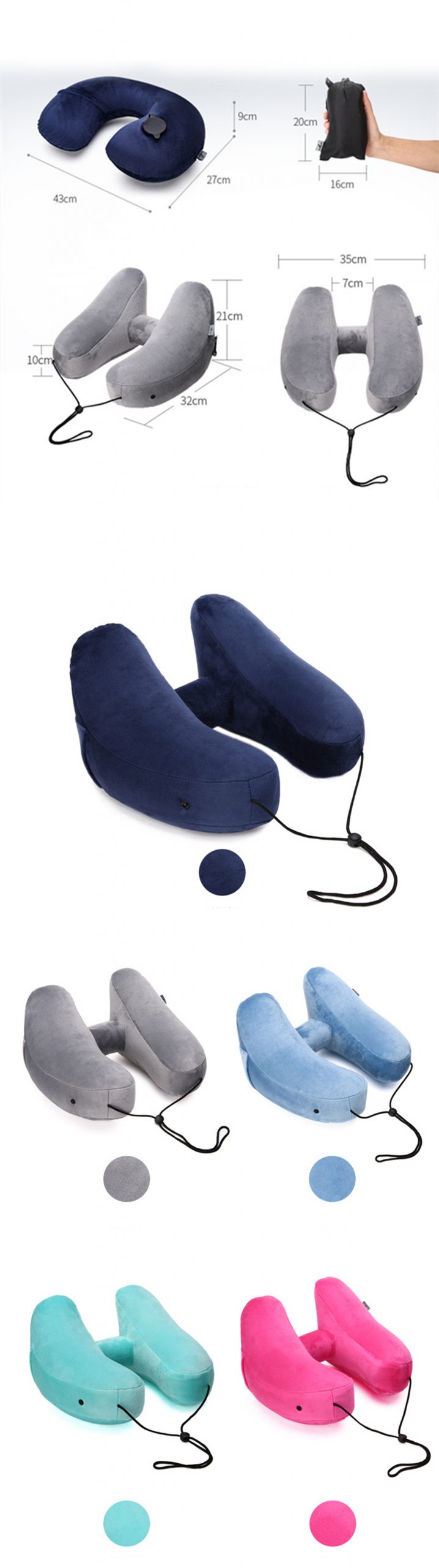 H-Shaped Inflatable Travel Pillows